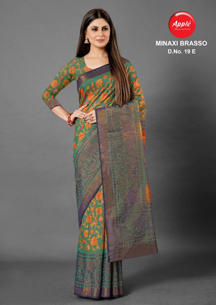 Apple Minaxi Brasso 19 Latest Designer Casual Wear Cotton Fancy Brasso Saree Collection